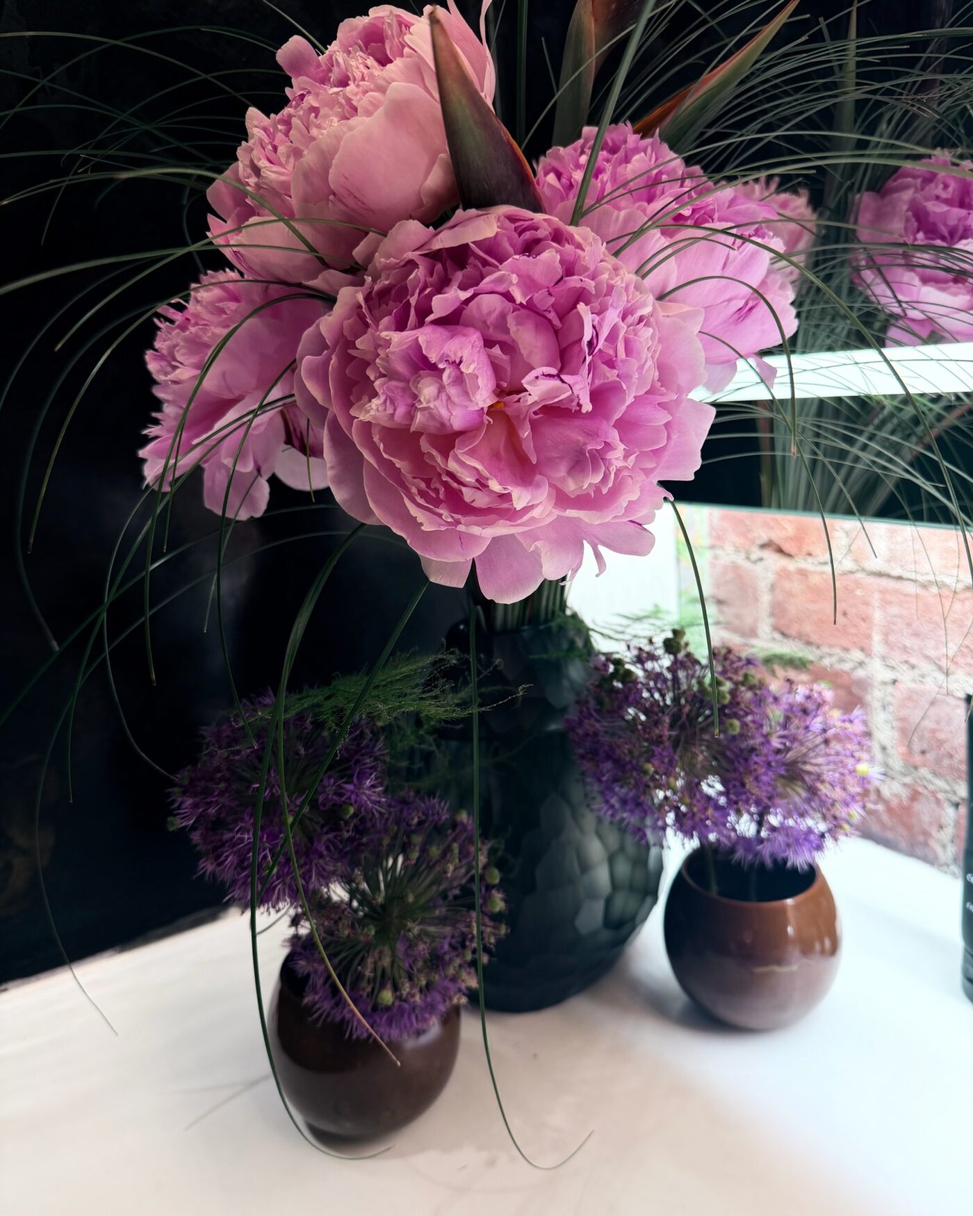 A fresh floral arrangement inside Martial Vivot Salon Pour Hommes, New York