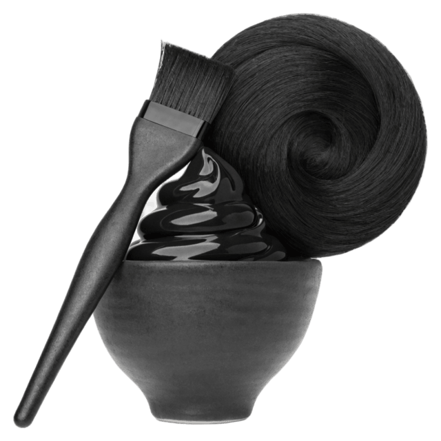 A tint brush, a bowl of color and a lock of hair — the hair-color service at Martial Vivot